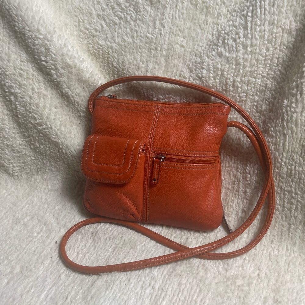 Tignanello Orange Leather small Crossbody Bag